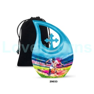 La mejor venta de urna de cremación de lágrima de béisbol de alta calidad para adultos, urna cruzada grande para cenizas humanas con bolsa de terciopelo gratis - Product Image 1