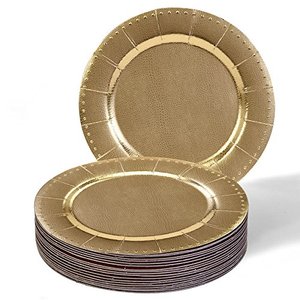 Platos con cargador de color dorado de alta calidad para mesa de boda, decoración de estilo europeo, chapado en comida para temática de lujo - Product Image 2
