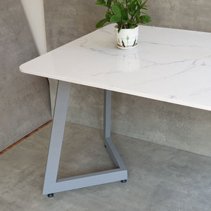 Victo Minimalist Rectangular Dining <b>Table</b> 140x80cm Stone <b>Top</b> Iron Legs Solid <b>Wood</b> Assembled BA68099 - Product Image 4