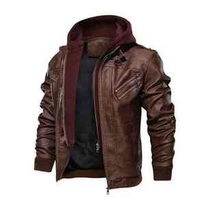 Men's Hooded <b>Long</b> <b>Leather</b> <b>Jacket</b> Waterproof & Windproof Plus Size Customizable Colors & Logo Wholesale Private Label - Product Image 2