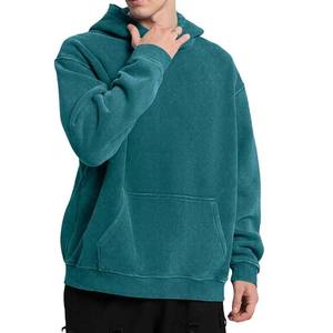 Vente en gros de sweats à capuche pour hommes, sweat à capuche oversize et lavé à l'acide, tissu tricoté vintage personnalisé avec logo en éponge française sur le devant - Product Image 4