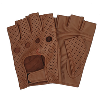Gants au poignet en cuir véritable pour hommes, gants demi-doigts classiques, confortables et chauds pour l'hiver, vente en gros