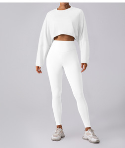 Women's Custom 100% Cotton Cropped Pullover Tops Long Sleeve Washed Sweatsuit Breathable Front Lined Anti-Wrinkle for - Product Image 5