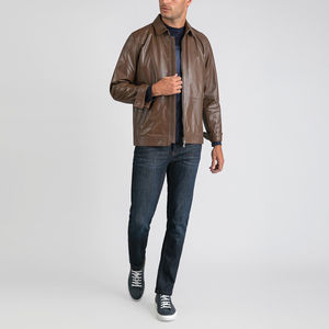 Chaqueta de cuero Vintage de tendencia superior para hombre, logotipo personalizado, cuello levantado, proveedor directo de fábrica, nueva ropa de invierno con estilo - Product Image 6