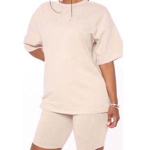 Conjunto de 2 piezas para mujer, conjunto de verano, camiseta de manga corta 100% algodón, ropa informal, conjunto de pantalones cortos tipo ciclista para mujer - Product Image 4