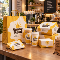Ensemble d'emballages personnalisés AT PACK pour café avec logo, sacs en papier, boîtes alimentaires, gobelets à café et fournitures à emporter pour la marque de boulangerie et de restaurant