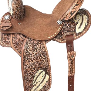 Asiento de Madera Premium para Carreras de Caballos Estilo Western, Tallado a Mano y con Cuero, Disponible en Talla 16 Pulgadas - Product Image 4