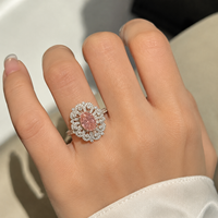 Bague de déclaration de luxe en or 18 carats avec diamant rose de laboratoire taille émeraude et halo floral, certifiée IGI, plaqué or 14 carats, bijoux personnalisés pour soirée