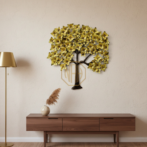 Offre Spéciale luxe macramé 3D mur métal Art fait à la main Premium doré Ginkgo feuille décor à la maison Design moderne Style vivant en gros - Product Image 3