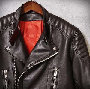 แจ็กเก็ตหนังบอมเบอร์ยาวเต็มตัวสำหรับผู้ชายหนังคุณภาพสูงผลิตตามสั่ง - Product Image 2