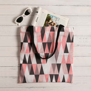 Geometric Cotton Canvas Tote <b>Bags</b> Full Stylish Digital Printed Fabric Pattern <b>Bag</b> With <b>Black</b> Handle African Assent <b>Bag</b> For All - Product Image 3