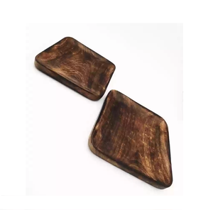 Plateau de service en bois en forme de rectangle naturel de stockage fait à la main avec avec avec vente - Product Image 2