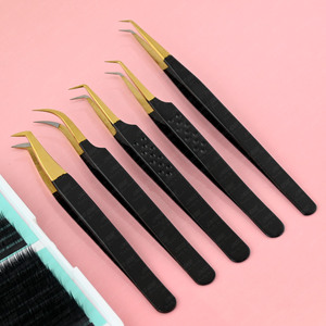 Pince à épiler pour extensions de cils à pointe en fibre à 90 degrés, outil de volume fin à 45 degrés, pointe droite isolante, vente chaude - Product Image 1