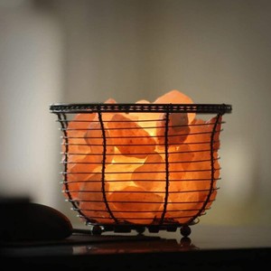 Cesta de varilla de hierro ancha con trozos de sal, Cestas de lámparas de sal de hierro, Cestas de varilla de hierro Premium - Product Image 5