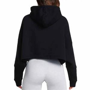 2025 <b>Ladies</b> Cotton GYM Cropped Gym Hoodie Wholesale Long <b>Sleeve</b> <b>Short</b> <b>Tops</b> Custom Logo with Solid Pattern for Women - Product Image 2