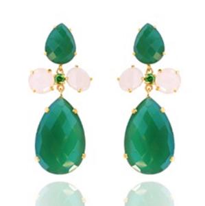 Boucles d'oreilles en Onyx vert et calcédoine laiteuse, en argent Sterling 925, forme de poire et ronde, nouvel arrivage - Product Image 1