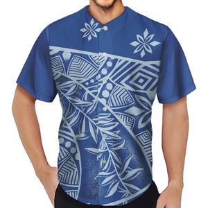 Maillot de baseball personnalisé par sublimation, léger, grande taille, style polynésien, avec boutons sur le devant, vêtements de sport - Product Image 2