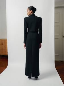 Chaquetas de mujer de talla grande de alta moda, chaqueta recortada Wenny de un solo botón, ropa de mujer de tela ecológica - Product Image 3