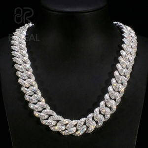 สร้อยคอคิวบาลิงค์ประดับเพชรโมอิสซาไนต์แบบ Iced Out สไตล์ฮิปฮอป จากโรงงาน ชุบทอง 18K เงินแท้ 925 สร้อยคิวบาลิงค์สำหรับผู้ชาย - Product Image 1