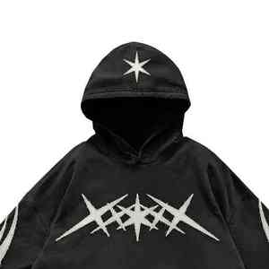 Sudadera con capucha Unisex de algodón de gran tamaño Vintage con estampado de bordado de angustia personalizado de la mejor calidad, Sudadera con capucha francesa lavada con ácido para hombre - Product Image 3