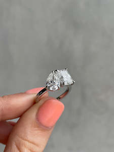 Poire et Radiant Toi Et Moi Lab Grown Diamond Luxury Handmade Solitaire Rings 18k Solid Gold Fine Wedding Jewelry For Her OEM - Product Image 5