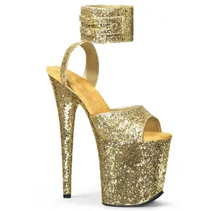 Phụ Nữ Của 8 "Giày Cao Gót Sequin Dây Đeo Mắt Cá Chân Dép Sexy Vũ Nữ Thoát Y Câu Lạc Bộ Cực Nhảy Múa Gót Đám Cưới Đảng Buổi Tối Ăn Mặc Bơm