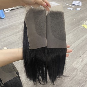 Cheveux péruviens naturels avec fermeture sans bordure, partie centrale, 5x5, lisses, transparents, 5x5 - Product Image 3