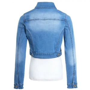 Veste courte en jean vintage pour femmes 2025 dames automne à manches longues Streetwear manteau en jean à simple boutonnage - Product Image 2