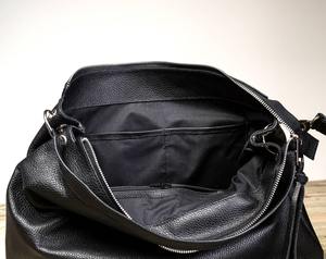 Personalized Leather Crossbody <b>Bag</b> Hobo Black Hobo Hobo Handbag Personalized Messenger <b>Slouchy</b> LHB-0018 - Product Image 5