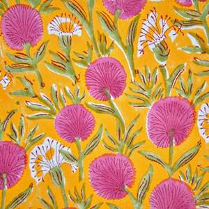 Bloc indien fait à la main imprimé 100% couverture de table en coton mandarine orange et bubblegum rose motif floral pour la maison hôtel boutique utilisation - Product Image 5