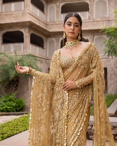 Nouveau FATEMA FASHION Saree complet à motif Bollywood BlockBuster, en mono filet de qualité supérieure, avec sequins multi-couleurs de 5 mm - Product Image 4