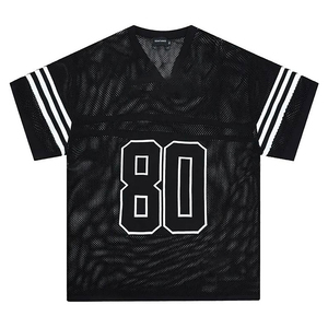 Camiseta de malla cuadrada de 180g superventas, camiseta de gran tamaño de secado rápido, transpirable, ligera, personalizada, con estampado de logotipo, hombro caído - Product Image 6