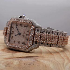 Reloj de Pulsera de Moda Hip Hop para Hombre, Diamante Moissanite, Claridad VVS, Movimiento de Cuarzo, Correa de Oro Amarillo, Esfera de Cristal, Joyería Artesanal - Product Image 4