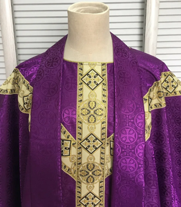 Tissu brocart de chasuble mariale avec uniforme d'église en fil d'argent fait à la main au Pakistan - Product Image 5