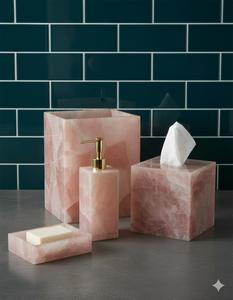 Ensemble d'organisateur de salle de bain moderne en résine violette, sept pièces, écologique, finition marbre haut de gamme, distributeur de savon facile à nettoyer pour - Product Image 4