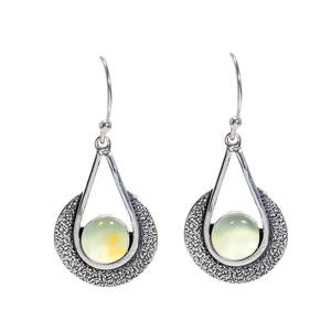 925 Sterling Silver Bohemian Dangle <b>Earrings</b> Prehnite Gemstone <b>Handmade</b> Birthday Gift Fashionable Drop <b>Earrings</b> Wholesale - Product Image 1