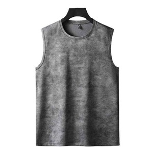 Men's High Quality 100% Cotton Acid Wash <b>Vest</b> Stylish Vintage <b>Oversized</b> Tank <b>Top</b> Custom 3D Pattern Breathable Knitted <b>Top</b> - Product Image 1