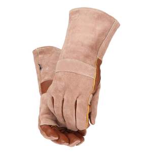 Venta al por mayor de guantes de soldadura resistentes al fuego de cuero partido De Vaca hechos en fábrica Guantes de trabajo industriales personalizados - Product Image 3