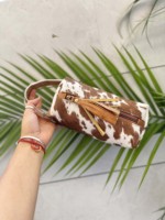 Nouvelle trousse de toilette de voyage en cuir de vachette de créateur, avec poils, pour homme et femme, pour rasage, cosmétiques et maquillage