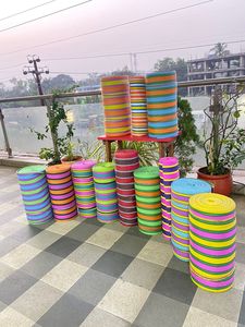 Bolsa de Compras Reutilizable Ecológica de Nailon Reciclado a Rayas, Bolsa de Cosméticos con Cierre Personalizado, Tejida a Mano con Cremallera RPET y Logotipo Personalizado - Product Image 4