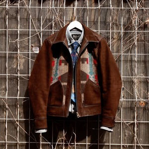 Tailo italien poli américain rétro Navajo couverture 1940s Western Denim veste en cuir véritable imperméable respirant hiver - Product Image 2