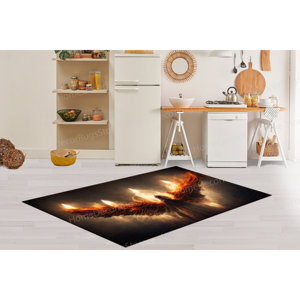 Tapis en laine imprimé patchwork Ailes de feu de Lucifer - Tapis de couloir moderne éco-responsable Ange personnalisé Demoiselle d'honneur Épaisseur moyenne Latex - Product Image 3