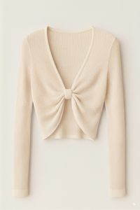 Suéter de Punto Acanalado para Mujer, Diseño Nuevo, Ligero, Manga Larga, Cuello en V, Color Sólido, 100% Algodón Transpirable - Product Image 3