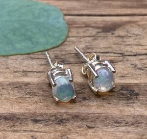 Nouvelle collection de boucles d'oreilles fines en argent sterling 925 avec opale ovale, tendance, minimalistes, pour femmes, cadeau - Product Image 1