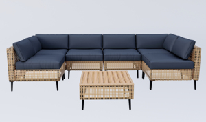 Juego de sofá de mimbre grande y moderno resistente a la intemperie para jardín al aire libre, patio, hotel, parque, granja, aplicación - Product Image 2