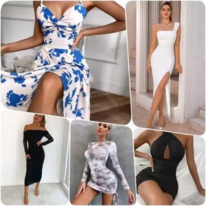 批发女式休闲连衣裙 2025 夏季时尚花卉印花宽松中长连衣裙 - Product Image 4