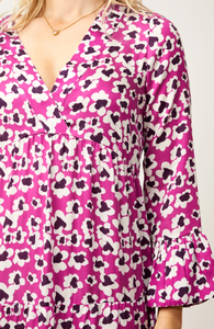 Robe décontractée pour femmes à manches longues à imprimé floral de couleur foncée, longueur cheville, col en V, robe décontractée à imprimé pour femmes - Product Image 5