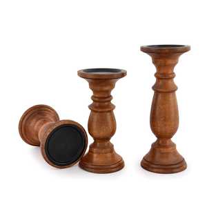 เชิงเทียนไม้ตกแต่งบ้านสไตล์วินเทจเชิงเทียนโคมไฟตกแต่งงานแต่งงานเชิงเทียน - Product Image 3