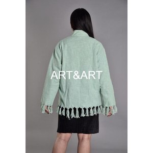 Veste d'hiver courte unisexe en tissu 100% coton tnt, broderie à la main Suzani, bords bruts, matelassée, vente en gros pour femmes - Product Image 6