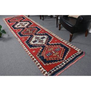 Alfombra clásica de lana roja y negra de 3,3x11,6 pies, patrón de pasillo rectangular de área grande turca, látex de 10mm de espesor para habitación de adolescentes - Product Image 1